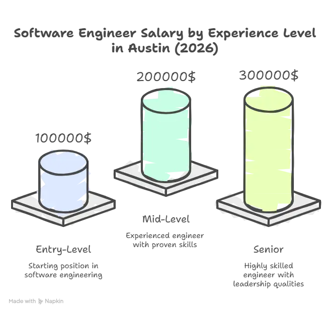 Software Engineer Salary by Experience Level in Austin, TX