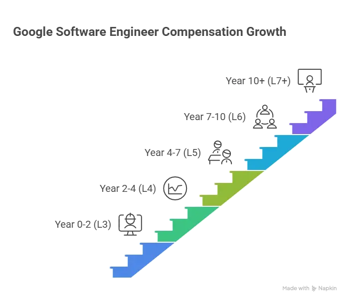 Salary Growth Timeline: Year 0 to Year 10 at Google