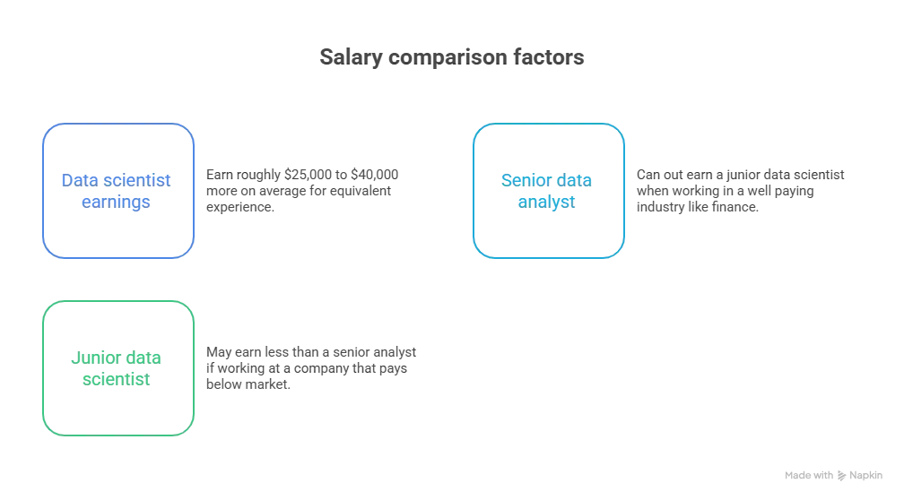 A data science title always pays more than a data analyst title